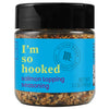 A jar of Flavor Maker I'm So Hooked salmon topping seasoning.