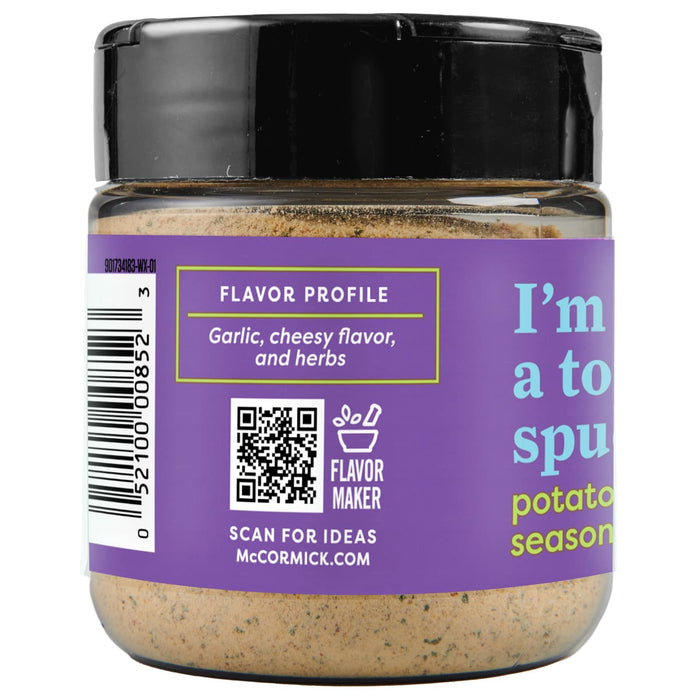 A jar of McCormick I'm a to-spu potato seasoning.