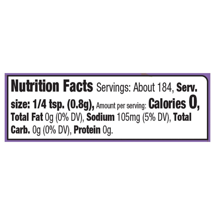 Nutrition facts for a serving of the product.