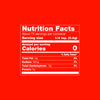 Nutrition facts label showing a serving size of 1/4 tsp (0.6g) with 0 calories 0% total fat 2% sodium 0% total carbohydrate and 0g protein.
