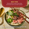 A delicious-looking bowl of Beef Pho, made with aromatic spices like those in the Mccormick Gourmet, 0.42 Oz line, is presented as a recipe idea from McCormick.