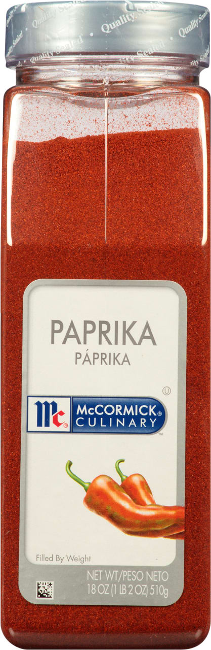 A jar of McCormick Culinary Paprika.