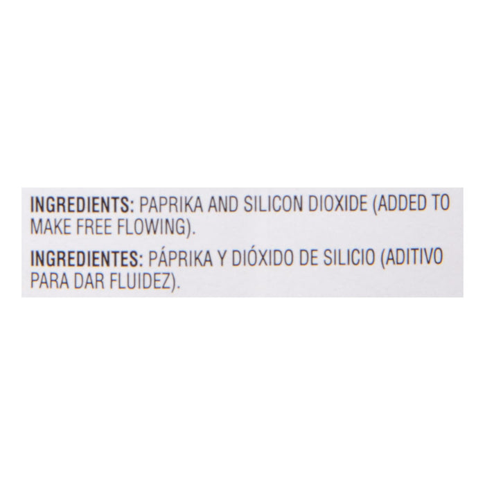 Ingredients for paprika are listed in English and Spanish.