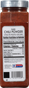 A container of McCormick for Chefs Dark Chili Powder.