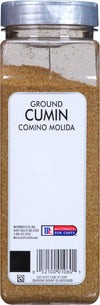 A McCormick for Chefs ground cumin spice jar with a white label.