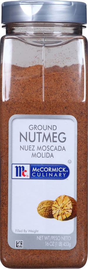 A container of McCormick Culinary Ground Nutmeg.