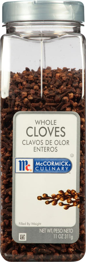 A jar of McCormick Culinary Whole Cloves.