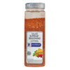 A McCormick Culinary Salad Supreme Seasoning bottle with a red and orange spice blend.