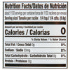 Nutrition facts label for a product with 0 calories per serving.