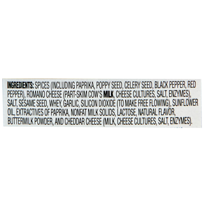 A list of ingredients for a product that contains milk, cheese, and spices.