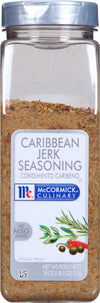 A jar of McCormick Culinary Caribbean Jerk Seasoning.