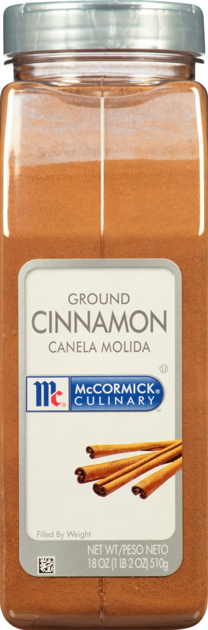 A container of McCormick Culinary Ground Cinnamon.