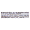 Ingredients for the seasoning are listed in English and Spanish.