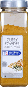 A jar of McCormick Culinary Curry Powder.