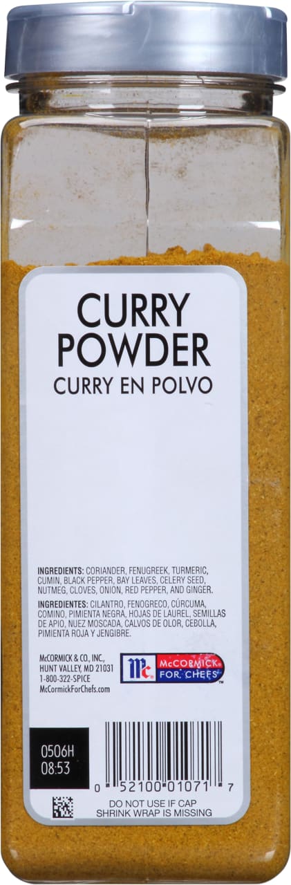 A jar of McCormick for Chefs Curry Powder.
