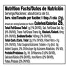 Nutrition facts label for a product with 25 calories per serving.