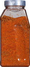 A plastic jar of McCormick Grill Mates Montreal Steak Seasoning.