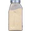 A clear plastic jar filled with a light yellow powder.