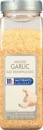 A jar of McCormick Culinary Minced Garlic.