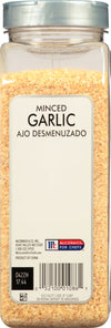 A jar of McCormick For Chefs Minced Garlic.
