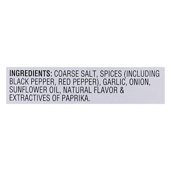Ingredients for the seasoning include coarse salt, spices, garlic, onion, sunflower oil, natural flavor, and paprika.