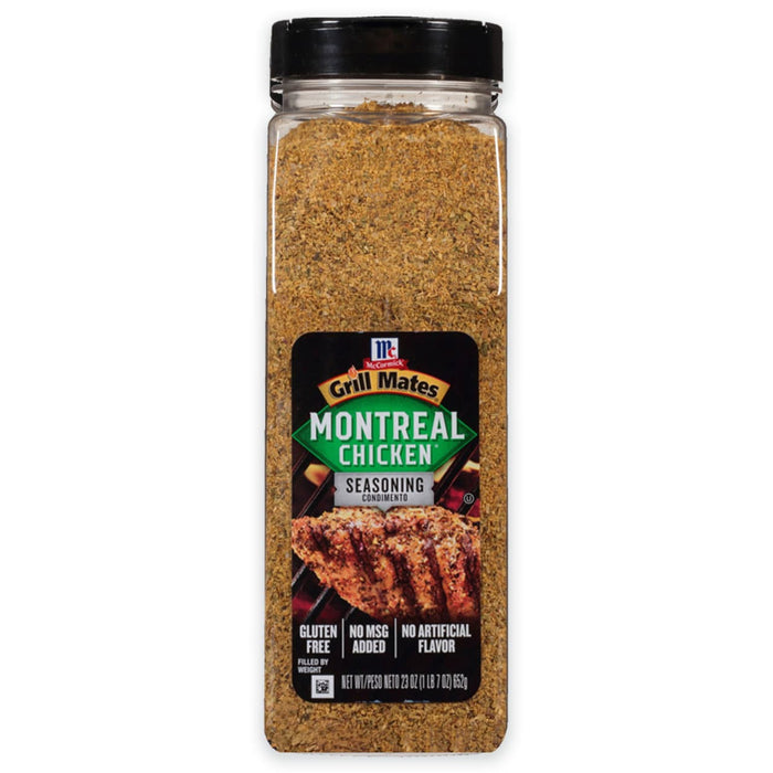 A jar of McCormick Grill Mates Montreal Chicken Seasoning.