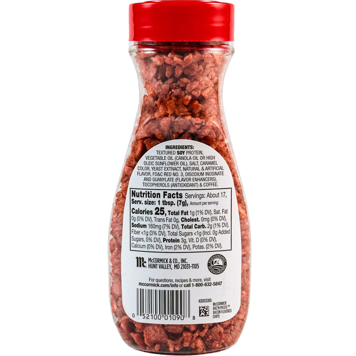 A container of McCormick Bac'n Pieces Chips.