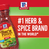 A McCormick Bac'n Pieces jar with a red background that says #1 Herb &amp; Spice Brand in the World.