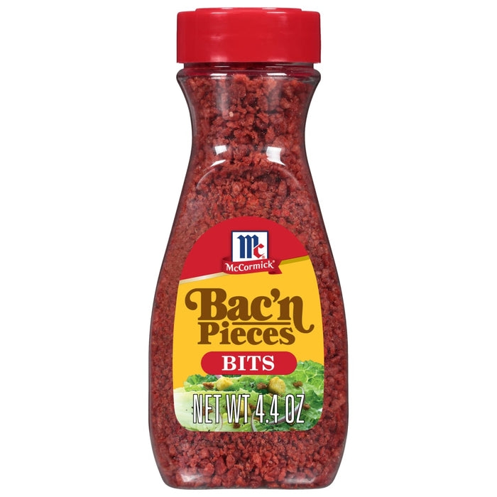 A bottle of McCormick Bac'n Pieces Bits.