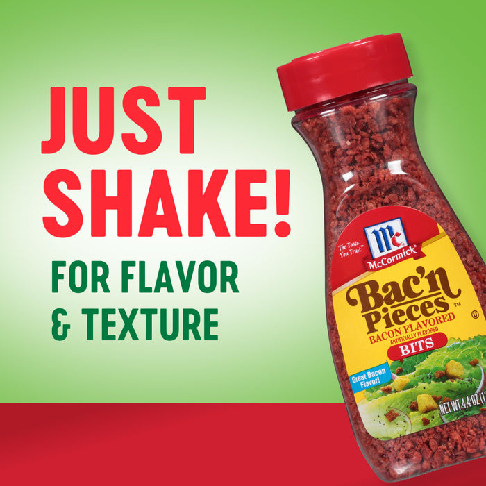 A jar of McCormick Bac'n Pieces Bacon Flavored Bits.