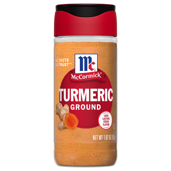 A jar of McCormick Ground Turmeric.