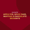 The image promotes elevating apple pie, spice cake, muffins, and chocolate desserts.