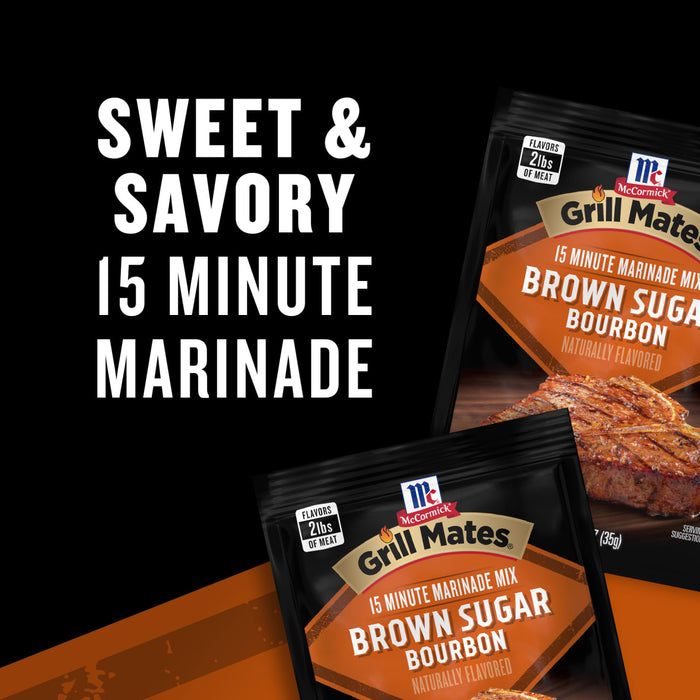 McCormick Grill Mates Brown Sugar Bourbon Marinade offers a sweet and savory flavor in just 15 minutes.