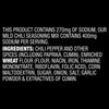 A list of ingredients for a chili seasoning mix, including the amount of sodium per serving.