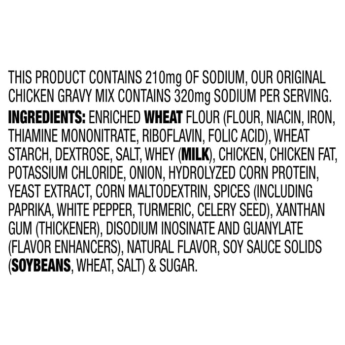 A list of ingredients for a chicken gravy mix.