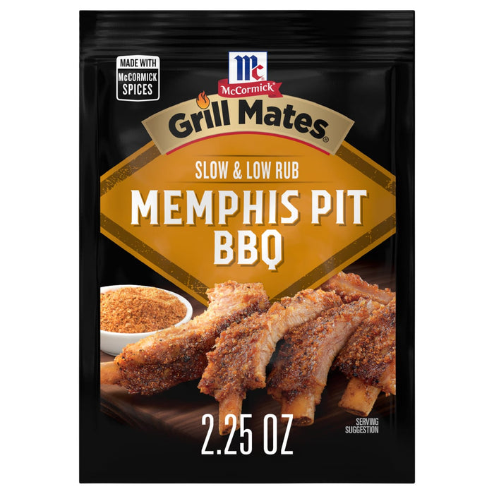 McCormick Grill Mates Memphis Pit BBQ Slow &amp; Low Rub seasoning packet.