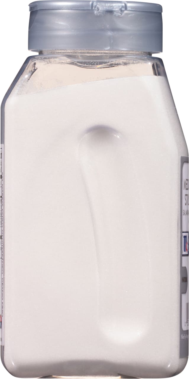 A container of Morton Salt, a fine grain sea salt.
