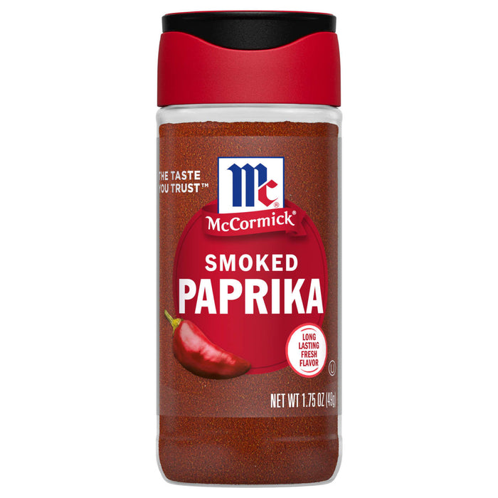 A jar of McCormick Smoked Paprika with a red pepper on the label.