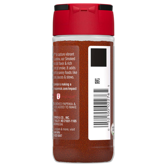 A glass jar of McCormick Smoked Paprika.