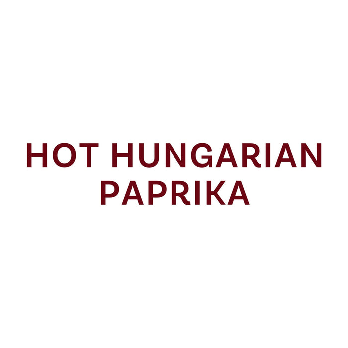 The image displays the text Hot Hungarian Paprika, indicating a type of spice.
