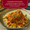McCormick's Chicken Paprikash, a traditional Hungarian dish with creamy sauce and buttery spatzle, is shown on a plate.