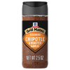 A bottle of McCormick Grill Mates Chipotle &amp; Roasted Garlic Seasoning.