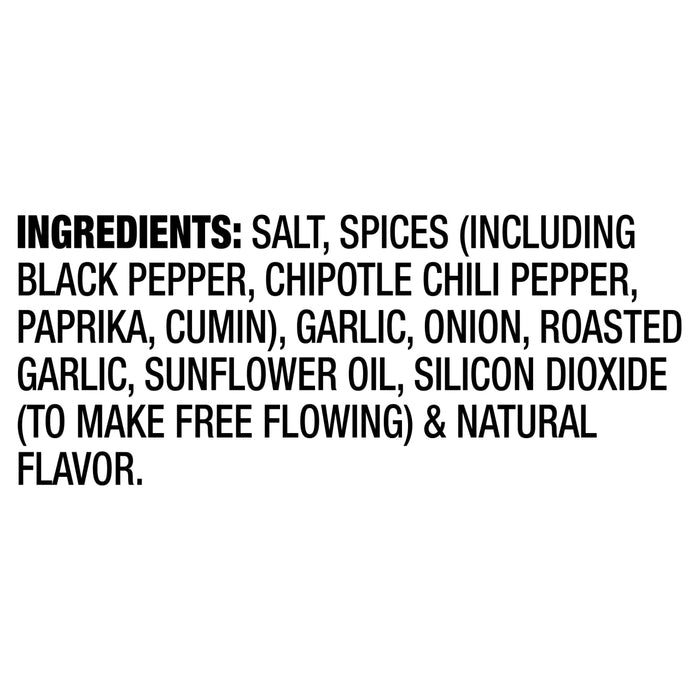 Ingredients for the seasoning include salt spices garlic onion roasted garlic sunflower oil silicon dioxide and natural flavor.