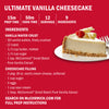 This image shows the recipe for McCormicks Ultimate Vanilla Cheesecake including the ingredients and preparation time.
