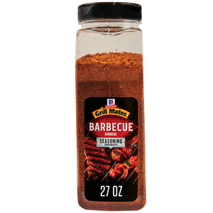 A container of Grill Mates Barbecue Seasoning is displayed.
