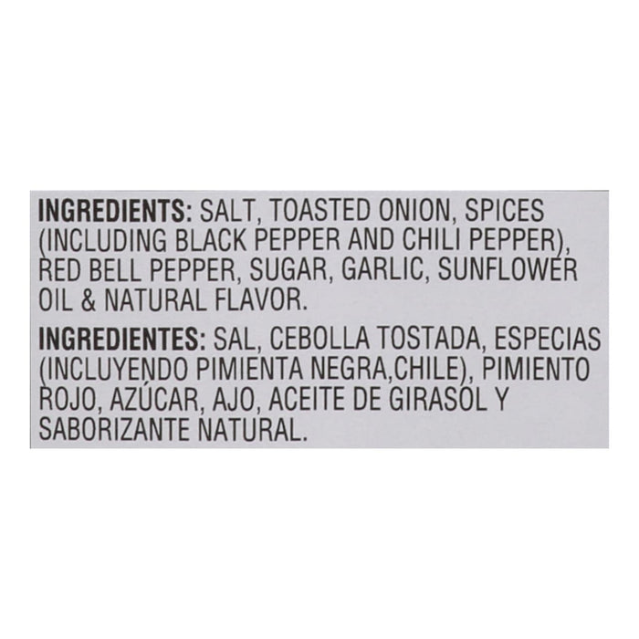 The ingredients for the seasoning are listed in English and Spanish.