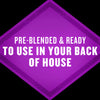 A purple diamond-shaped badge with the text Pre-blended &amp; ready to use in your back of house.