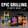 A variety of McCormick Grill Mates seasonings are displayed with the text Epic Grilling Starts Here above them.