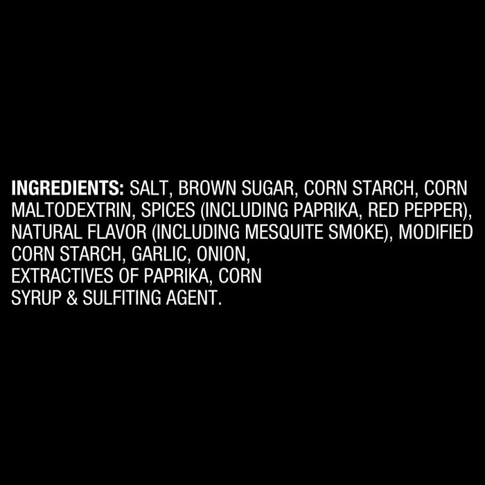 A list of ingredients for a product including salt brown sugar corn starch and spices.