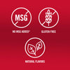 The image shows icons indicating the product has no MSG added, is gluten-free, and contains natural flavors.